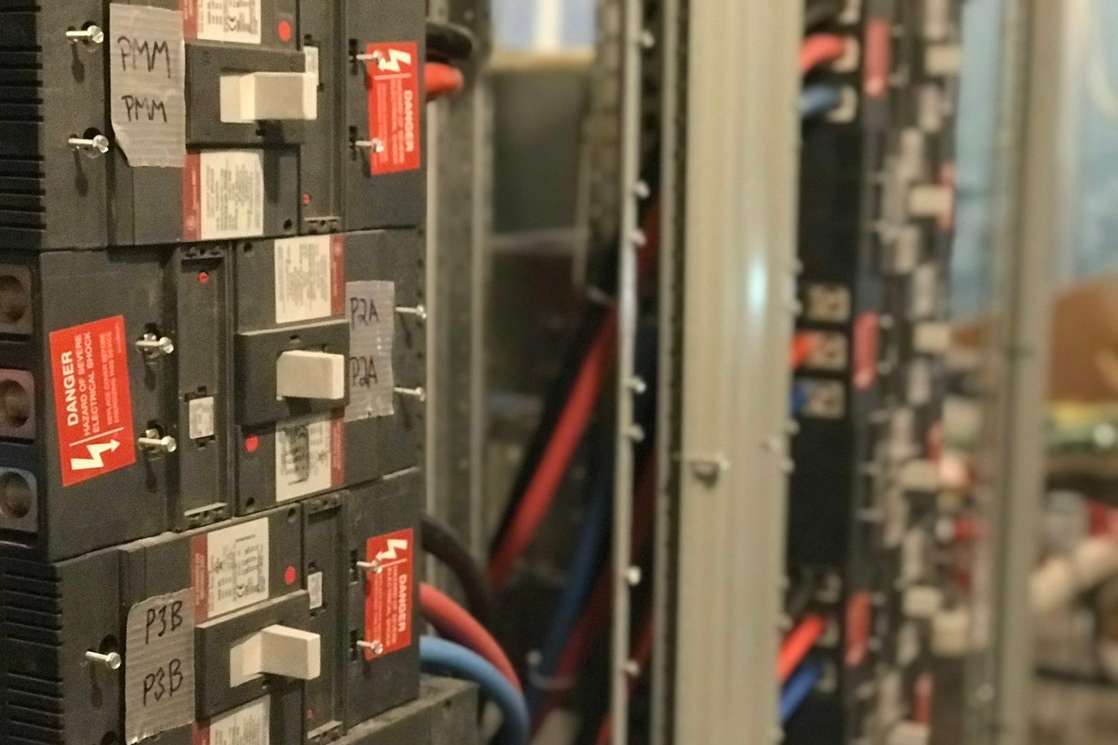 Electrical cabinet with tagged breakers
