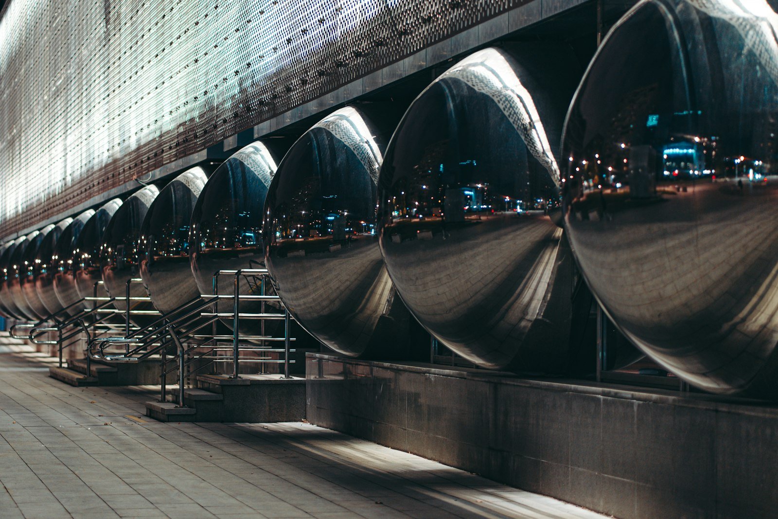 Row of stainless process tanks